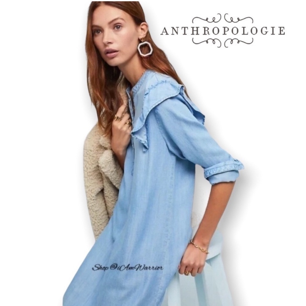 Cloth & Stone Chambray Ruffle Dress